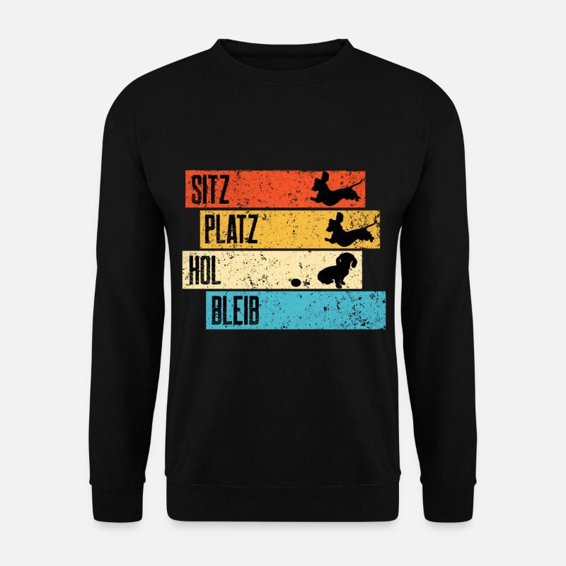 Retro Dackel Dachshund Teckel Witz - Unisex Pullover - Schwarz