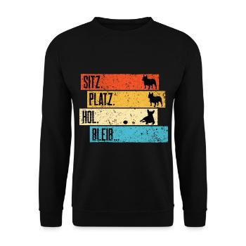 Französische Bulldogge retro - Unisex Pullover - Schwarz - Vorne - Alina (178cm) & Michal (187cm)