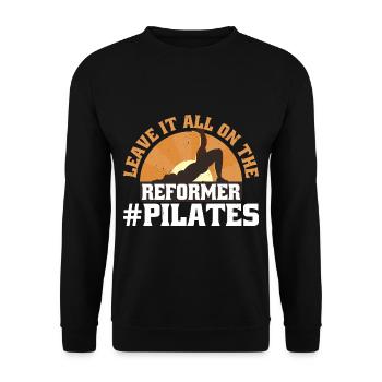 Leave It All On The Reformer #pilates 11 - Unisex Pullover - Schwarz - Vorne - Alina (178cm) & Michal (187cm)