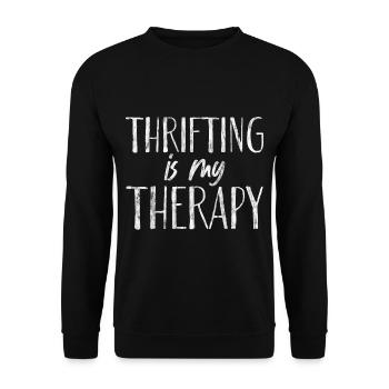 Thrifting Is My Therapy 5 - Unisex Pullover - Schwarz - Vorne - Alina (178cm) & Michal (187cm)