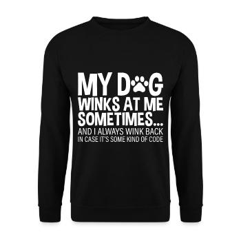 Mon chien me fait parfois un clin d’œil 2 - Sweat-shirt Unisexe - noir - Devant - Alina (178cm) & Michal (187cm)