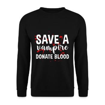 Save A Vampire, Donate Blood 4 - Unisex Pullover - Schwarz - Vorne - Alina (178cm) & Michal (187cm)