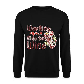Working Nine To Wine 2 - Unisex Sweatshirt - black - Front - Alina (178cm) & Michal (187cm)