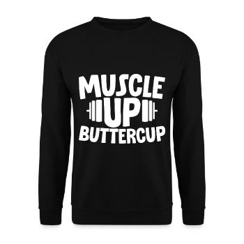 Muscle Up Buttercup 2 - Unisex Sweatshirt - black - Front - Alina (178cm) & Michal (187cm)
