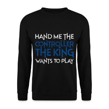 Hand Me The Controller, The King Wants To Play 3 - Unisex Pullover - Schwarz - Vorne - Alina (178cm) & Michal (187cm)