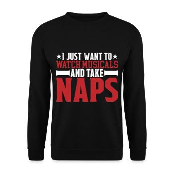 I Just Want To Watch Musicals And Take Naps 3 - Unisex Pullover - Schwarz - Vorne - Alina (178cm) & Michal (187cm)