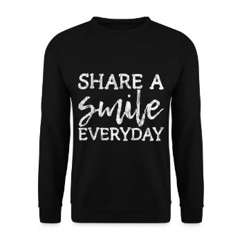Share A Smile Everyday 3 - Unisex Sweatshirt - black - Front - Alina (178cm) & Michal (187cm)