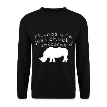 Rhinos Are Just Chubby Unicorns 3 - Unisex Pullover - Schwarz - Vorne - Alina (178cm) & Michal (187cm)