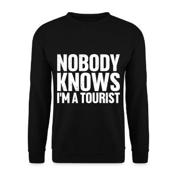 Nobody Knows I'm A Tourist 5 - Unisex Sweatshirt - black - Front - Alina (178cm) & Michal (187cm)
