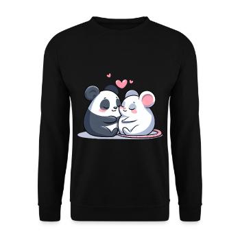 Câlin Panda Et Souris Amoureux - Sweat-shirt Unisexe - noir - Devant - Alina (178cm) & Michal (187cm)