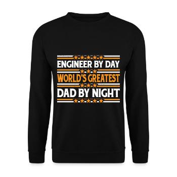 Engineer By Day, World's Greatest Dad By Night 4 - Unisex Sweatshirt - black - Front - Alina (178cm) & Michal (187cm)
