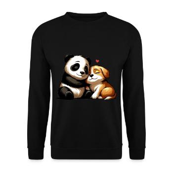 Cuddling Dog And Panda In Love - Unisex Sweatshirt - black - Front - Alina (178cm) & Michal (187cm)