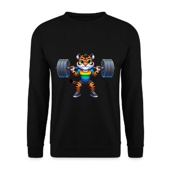 Rainbow Tiger Squatting In The Gym - Unisex Sweatshirt - black - Front - Alina (178cm) & Michal (187cm)