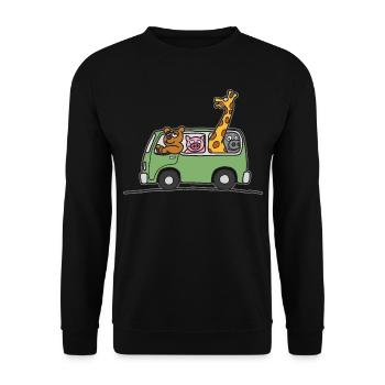 Tier Zoo Bus Kinder T Shirt - Unisex Pullover - Schwarz - Vorne - Alina (178cm) & Michal (187cm)