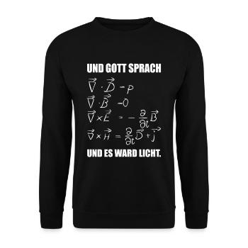 Und Gott sprach und es ward Licht Maxwell Formel - Unisex Pullover - Schwarz - Vorne - Alina (178cm) & Michal (187cm)
