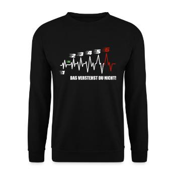 Herzschlag motorrad 6 das verstehst du nicht - Unisex Pullover - Schwarz - Vorne - Alina (178cm) & Michal (187cm)