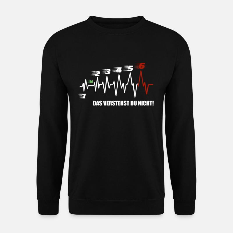 Herzschlag motorrad 6 das verstehst du nicht - Unisex Pullover - Schwarz