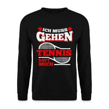 Tennis is calling funny shirt for tennis players - Unisex Sweatshirt - black - Front - Alina (178cm) & Michal (187cm)