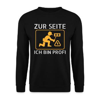 Zur Seite Ich Bin Profi Elektriker - Unisex Pullover - Schwarz - Vorne - Alina (178cm) & Michal (187cm)