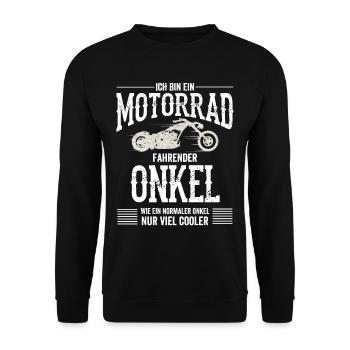 Ich Bin ein Motorrad Fahrender Onkel - Unisex Pullover - Schwarz - Vorne - Alina (178cm) & Michal (187cm)