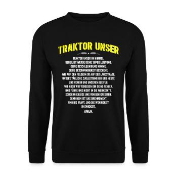 Traktor Unser T Shirt Bauer Landwirt Spruch - Unisex Pullover - Schwarz - Vorne - Alina (178cm) & Michal (187cm)