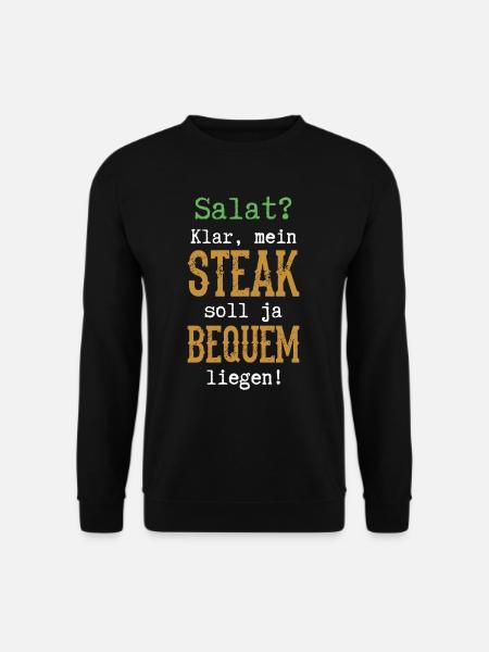 Salat Klar mein Steak soll ja bequem liegen BBQ - Unisex Pullover - Schwarz