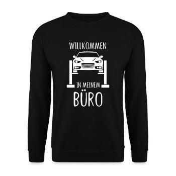 Willkommen In Meinem Büro Werkstatt Kfz Mechaniker - Unisex Pullover - Schwarz - Vorne - Alina (178cm) & Michal (187cm)