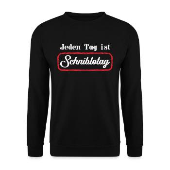 Jeden Tag ist Schniblotag Schnitzel und Blow Job - Unisex Pullover - Schwarz - Vorne - Alina (178cm) & Michal (187cm)