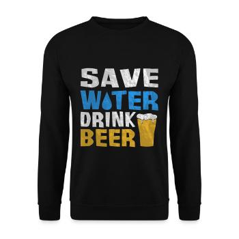 Save water. Drink beer - Unisex Sweatshirt - black - Front - Alina (178cm) & Michal (187cm)