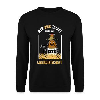Toute personne qui boit de la bière aide l'agriculture - Sweat-shirt Unisexe - noir - Devant - Alina (178cm) & Michal (187cm)
