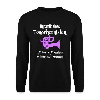 Dynamik eines Tenorhornisten Tenorhorn Spieler - Unisex Pullover - Schwarz - Vorne - Alina (178cm) & Michal (187cm)