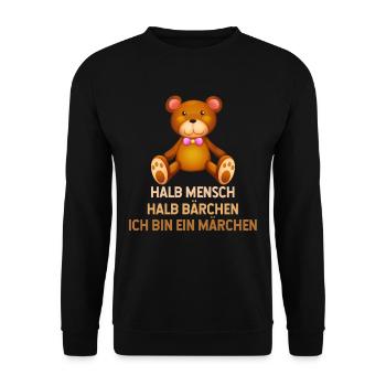 KINDER Halb Mensch Halb Bärchen Märchen Teddybär - Unisex Pullover - Schwarz - Vorne - Alina (178cm) & Michal (187cm)