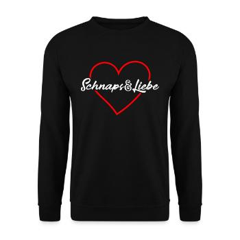 Schnaps Liebe Herz - Unisex Pullover - Schwarz - Vorne - Alina (178cm) & Michal (187cm)