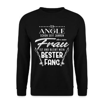 Ich angle schon seit Jahren-meine Frau Bester Fang - Unisex Pullover - Schwarz - Vorne - Alina (178cm) & Michal (187cm)