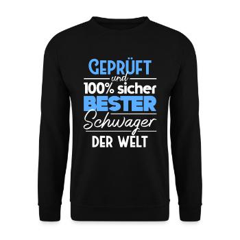 Geprüft und 100 sicher Bester Schwager Der Welt - Unisex Pullover - Schwarz - Vorne - Alina (178cm) & Michal (187cm)
