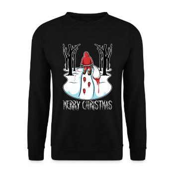 Bad Santa Claus blood Christmas forest - Unisex Sweatshirt - black - Front - Alina (178cm) & Michal (187cm)