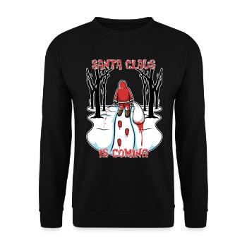 Evil Santa Claus Blood Christmas Forest - Unisex Sweatshirt - black - Front - Alina (178cm) & Michal (187cm)