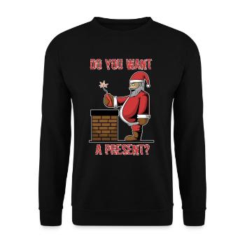 Böser Weihnachtsmann Geschenk Dynamit Schornstein - Unisex Pullover - Schwarz - Vorne - Alina (178cm) & Michal (187cm)