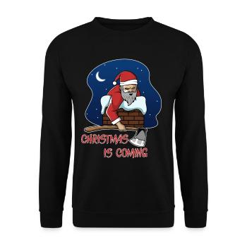 Böser Weihnachtsmann Axt Schornstein Weihnachten - Unisex Pullover - Schwarz - Vorne - Alina (178cm) & Michal (187cm)
