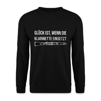 GLÜCK IST, WENN DIE KLARINETTE EINSETZT - Unisex Pullover - Schwarz - Vorne - Alina (178cm) & Michal (187cm)
