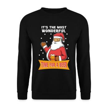 Santa Its the most wonderful time for a beer - Unisex Pullover - Schwarz - Vorne - Alina (178cm) & Michal (187cm)