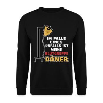 Meine Blutgruppe ist Döner - Unisex Pullover - Schwarz - Vorne - Alina (178cm) & Michal (187cm)