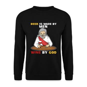Beer is made by men, wine by God - Unisex Pullover - Schwarz - Vorne - Alina (178cm) & Michal (187cm)