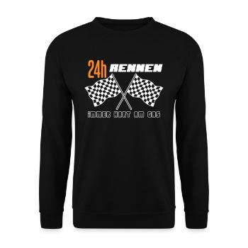 24H Rennen immer hart am Gas Geschwindigkeit Auto - Unisex Pullover - Schwarz - Vorne - Alina (178cm) & Michal (187cm)