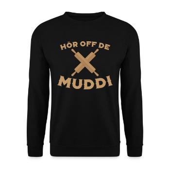 Hör Off de Muddi - Unisex Pullover - Schwarz - Vorne - Alina (178cm) & Michal (187cm)