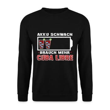 AKKU SCHWACH BRAUCHE MEHR CUBA LIBRE - Unisex Pullover - Schwarz - Vorne - Alina (178cm) & Michal (187cm)
