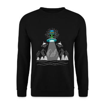 Funny Ufo Alien Spaceship Extraterrestrial Poison - Unisex Sweatshirt - black - Front - Alina (178cm) & Michal (187cm)