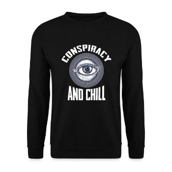 Funny Conspiracy & Chill Illuminati Verschwörung - Unisex Pullover - Schwarz - Vorne - Alina (178cm) & Michal (187cm)