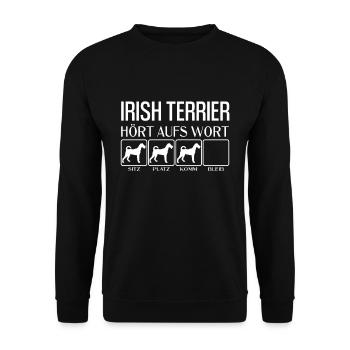 Irish Terrier - Hört aufs Wort - lustig, Hunde - Unisex Pullover - Schwarz - Vorne - Alina (178cm) & Michal (187cm)