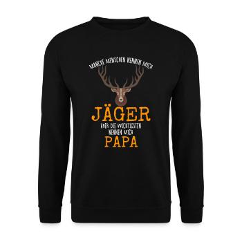Jäger Vater, wichtigsten Menschen nenen mich Papa - Unisex Pullover - Schwarz - Vorne - Alina (178cm) & Michal (187cm)